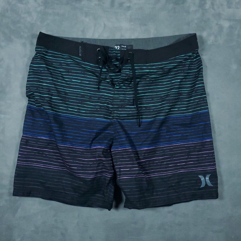 MENS HURLEY BLACK SWIM BOARD SHORTS SIZE 32